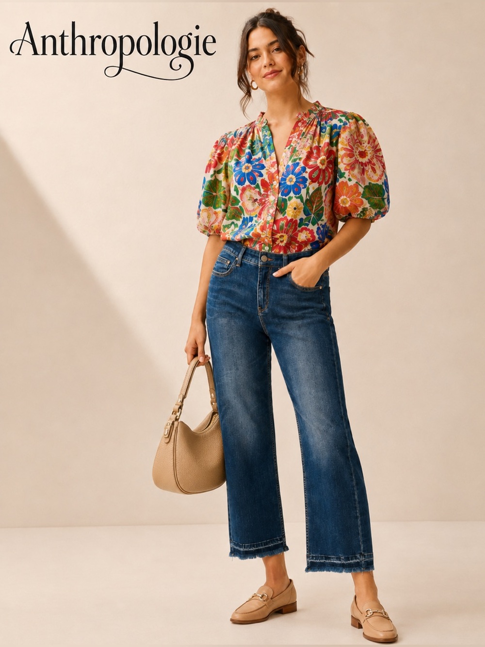 Anthropologie Pilcro Script Cropped Fringe Hem Jeans Size 30